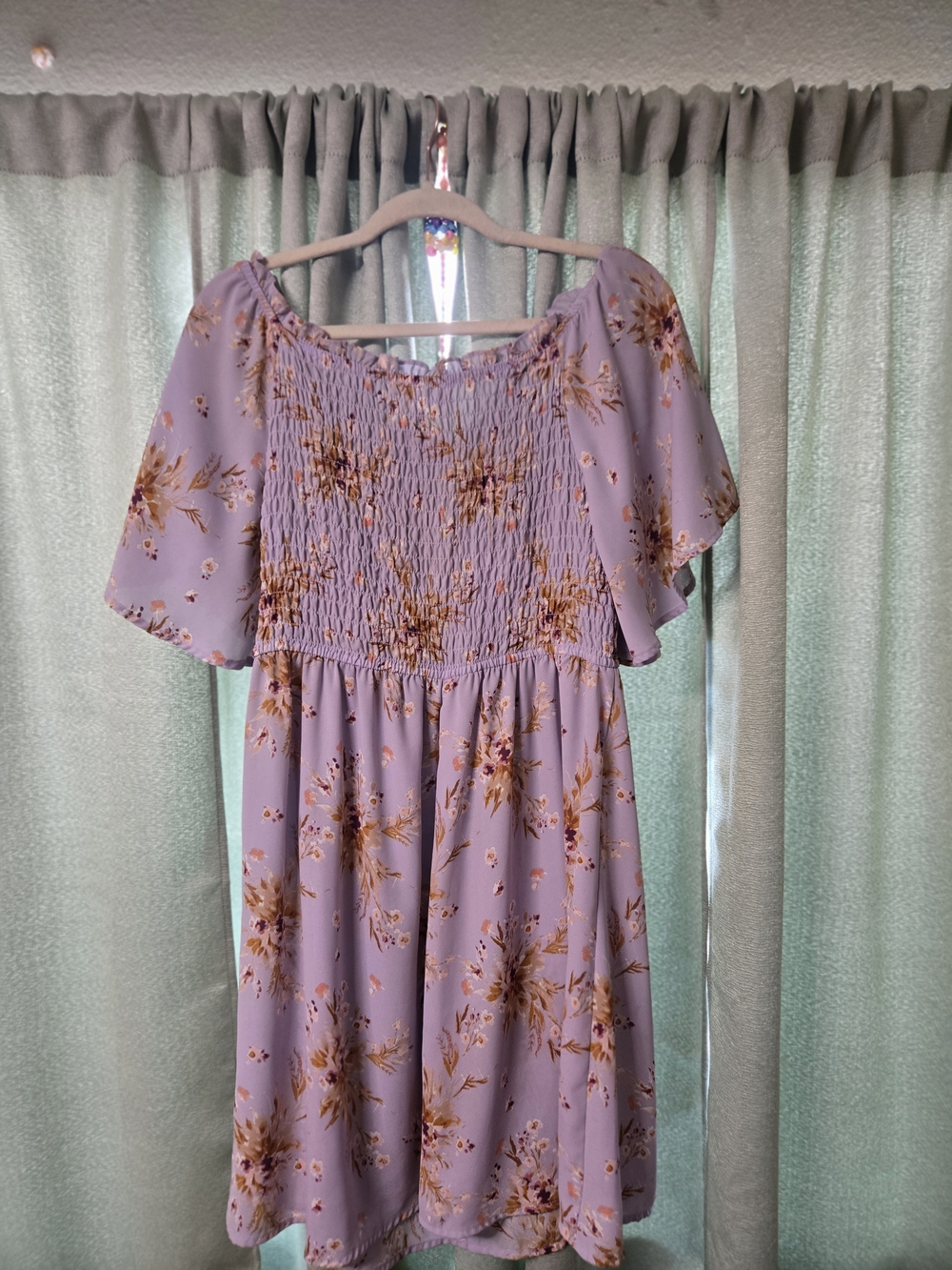 Floral Lavender Strapless Smocked Sundress